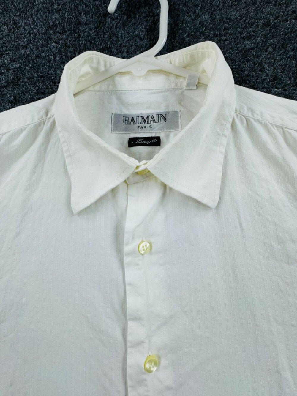 Balmain Cotton Mens 17 White Long Sleeve Button Up Shirt Woven Adult